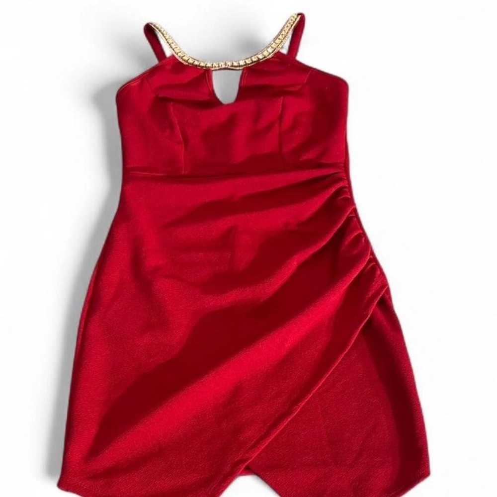 Papaya Vibrant Red mini dress.
